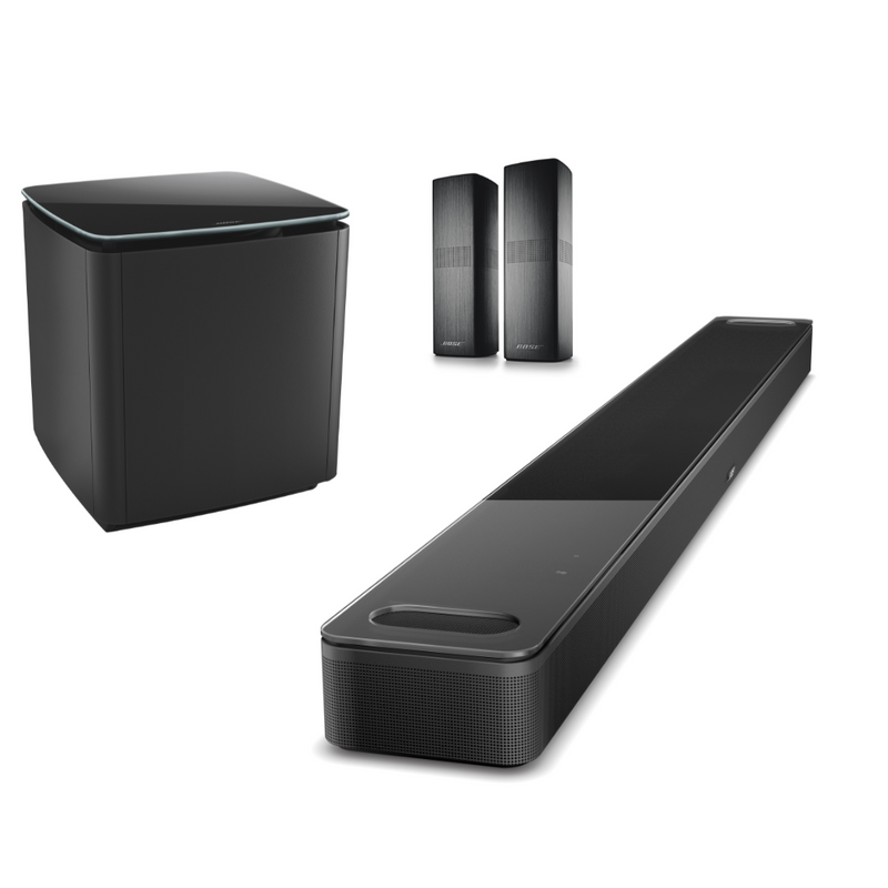 חבילת אולטרה פרימיום - מקרן קול Bose Smart Ultra Soundbar, סאבוופר וזוג רמקולי סראונד